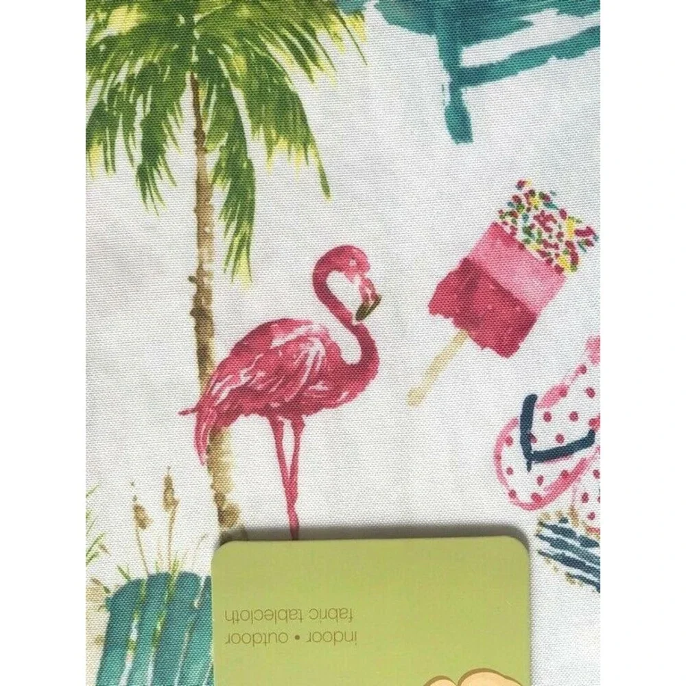 Island Paradise Tropical Fabric Tablecloth 70 Round Spill-Proof Beach House
